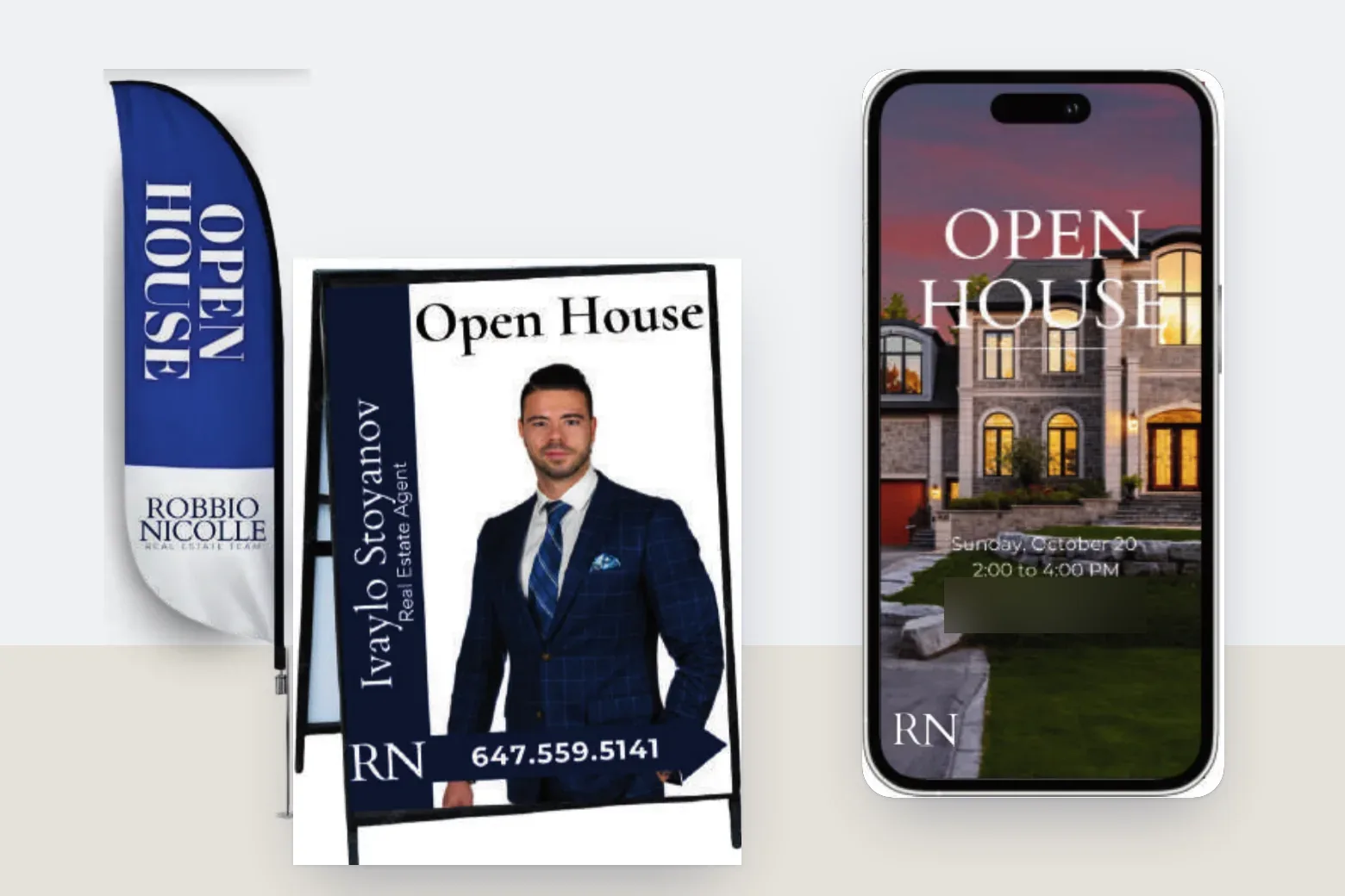 Ivaylo&rsquo;s open house sign, flag and story post